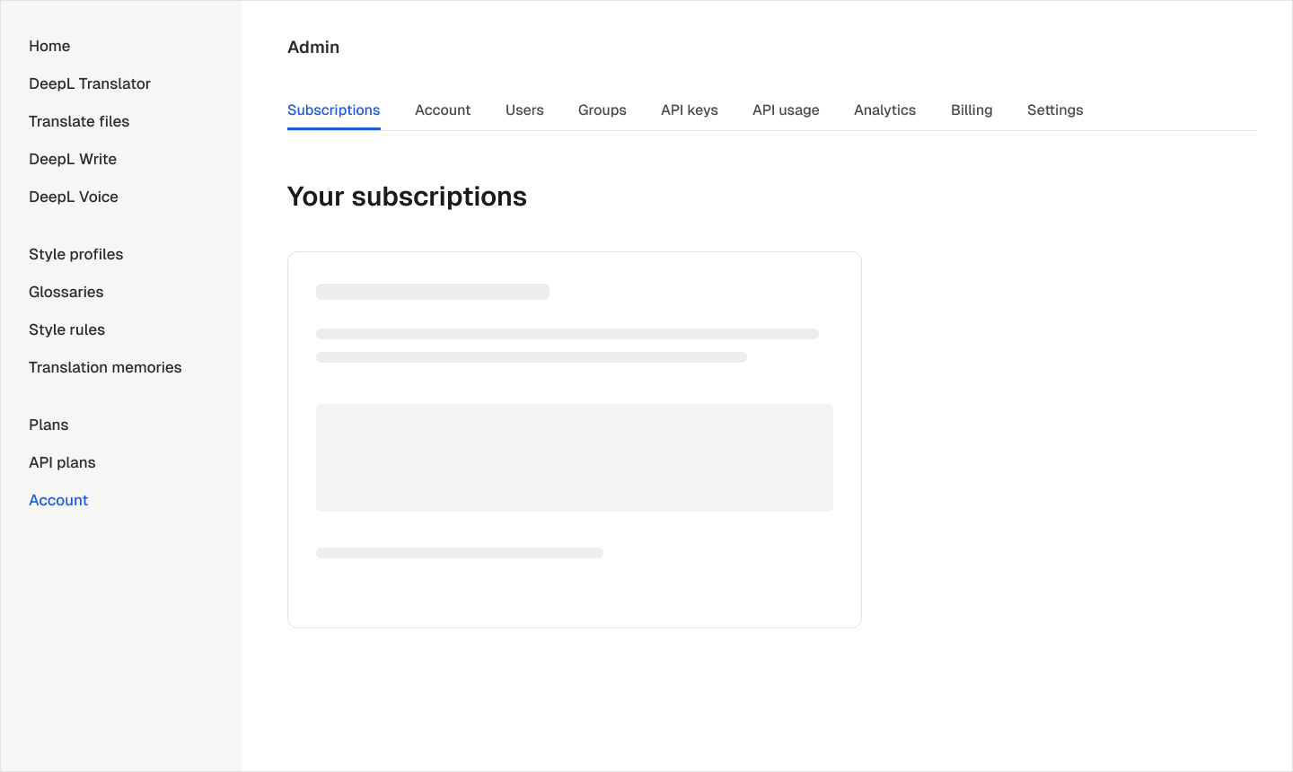 Reconstruction of the previous DeepL account area with nine tabs