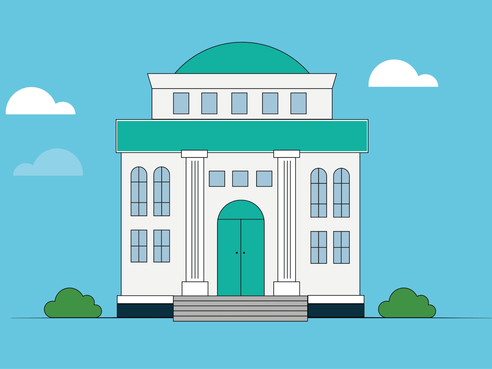 Colourful building illustration