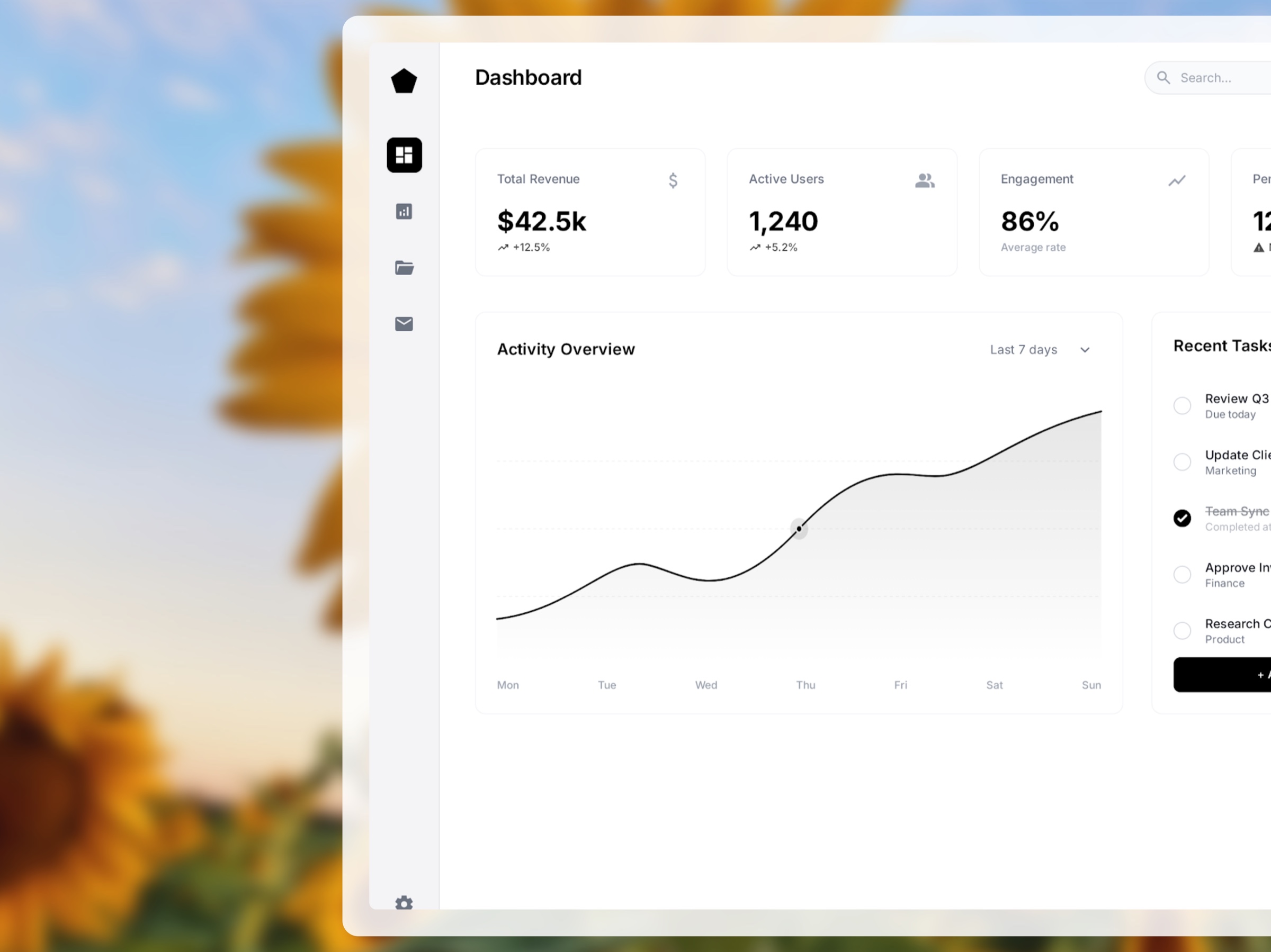 A pastel-blur dashboard mockup created in Screenhance